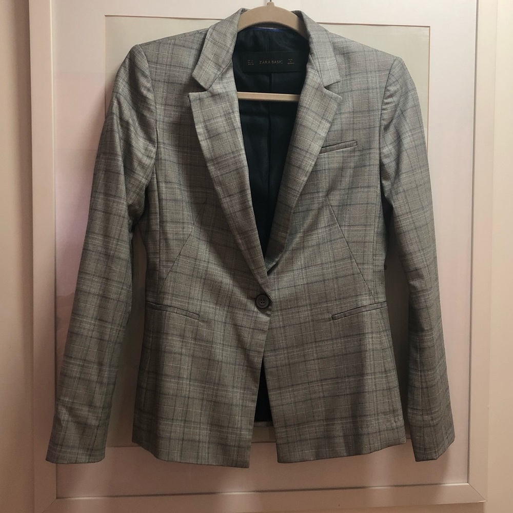 Zara grey plaid blazer